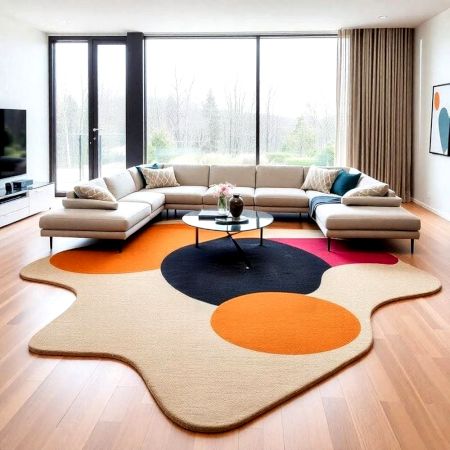 Handcrafted Organic Circle Abstract Living Room Rug